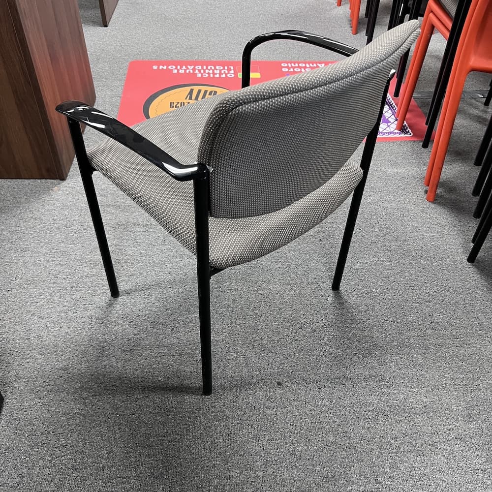 grey upholstery with black frame steelcase player stacking guest chair used office furniture lobby reception