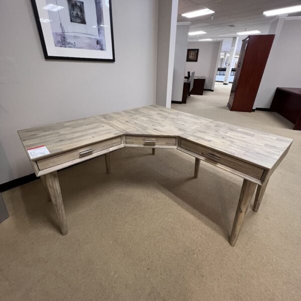 Allen grey corner desk l-desk living spaces used office furniture