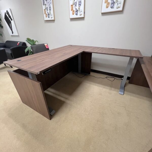 new laminate walnut l-desk height adjustable, new office furniture