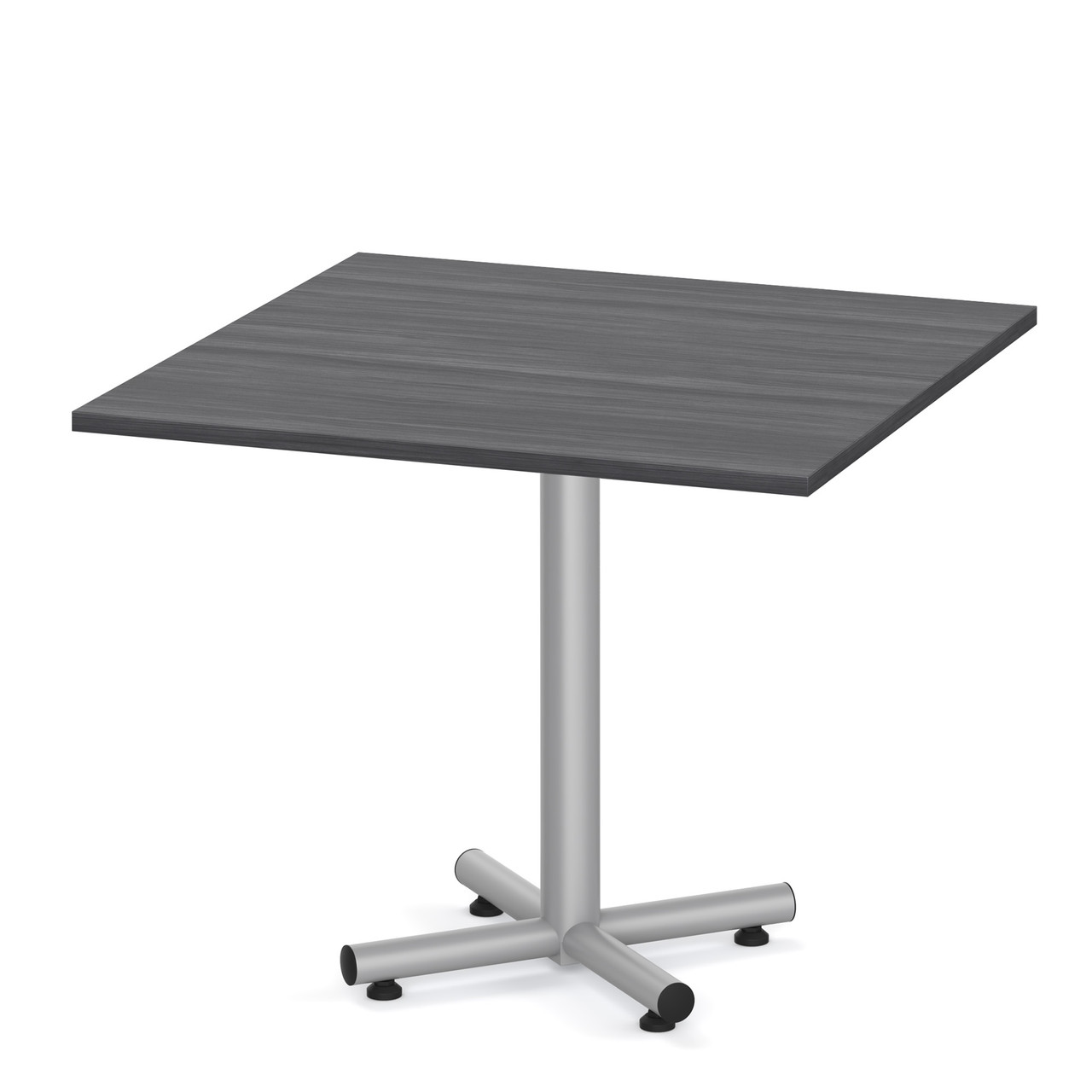 coastal grey laminate square 48" break room cafe dining table modern with metal cross base grey silver office furniture