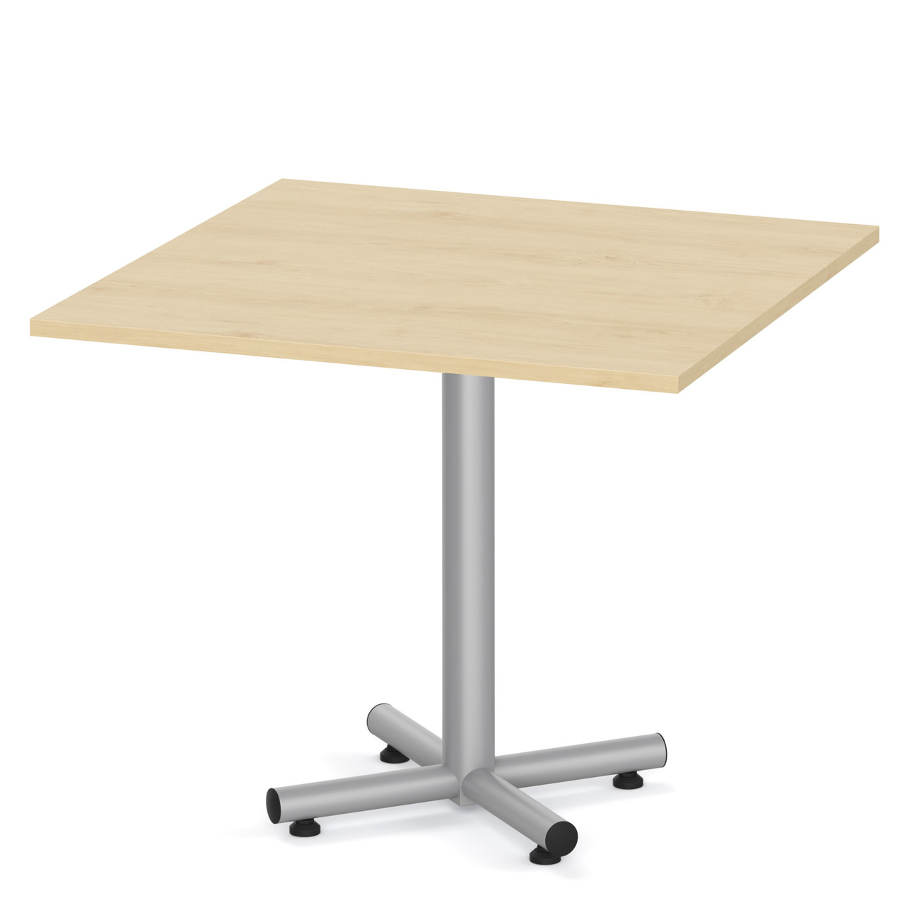 maple laminate square 48" break room cafe dining table modern with metal cross base grey silver office furniture