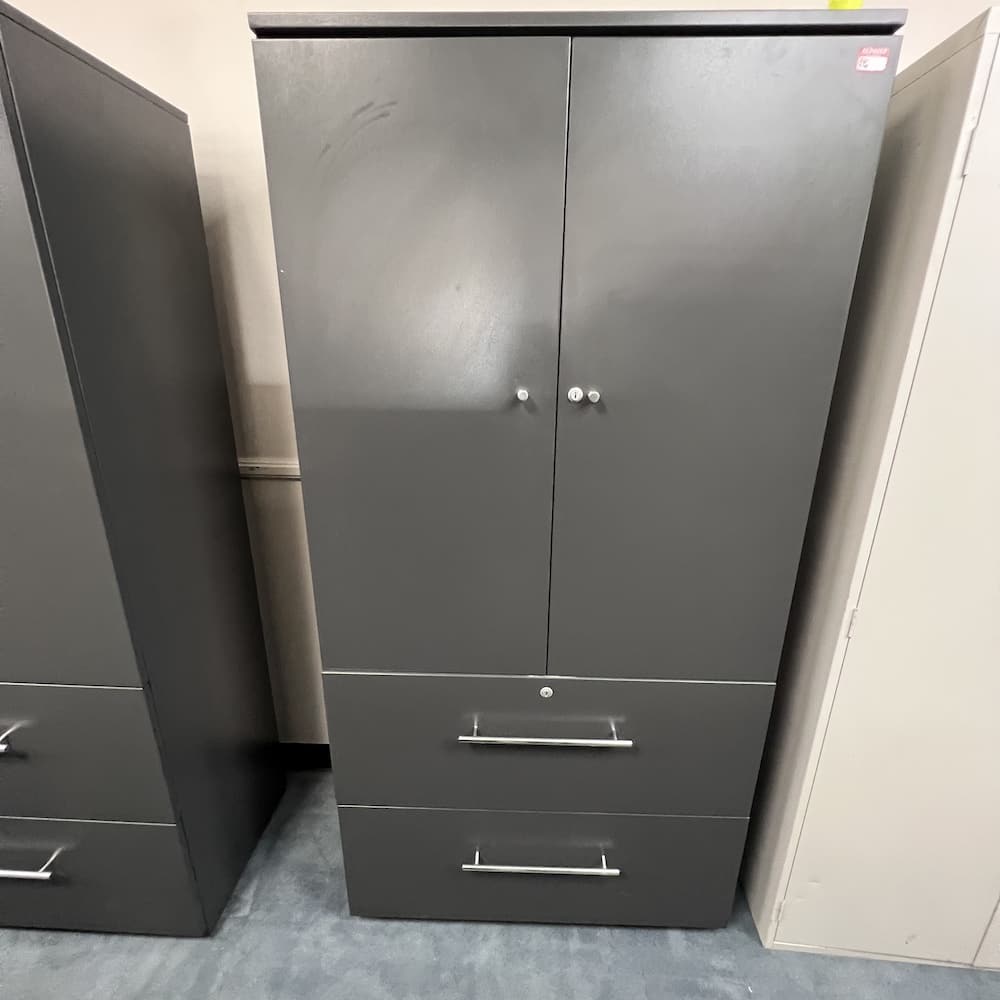 grey metal 2 door storage cabinet with 2 drawer lateral used office furniture storage solutions