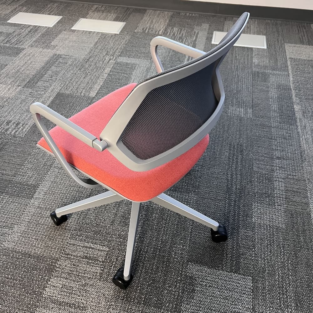 steelcase qivi conference chair used office furniture red and grey mesh back