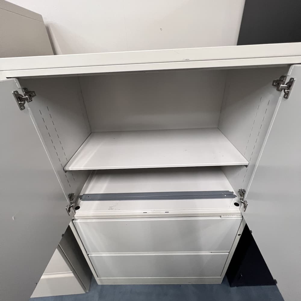 meridian 2 drawer lateral with storage cabinet used office furniture