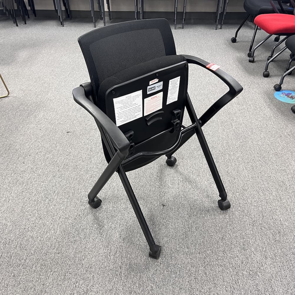 black mesh back nesting rolling conference chair with arms training room uline used office furniture