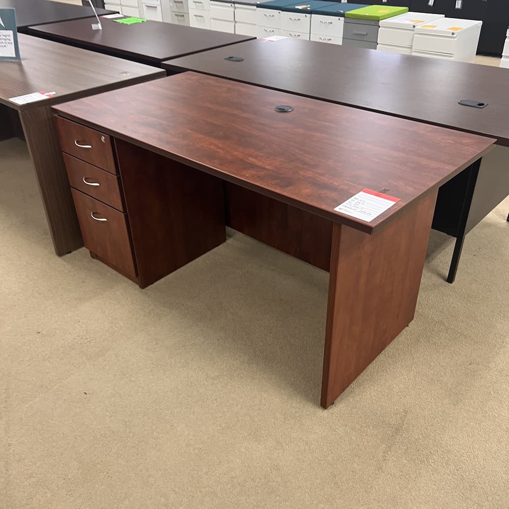 cherry laminate desk with box/box/file used furniture office