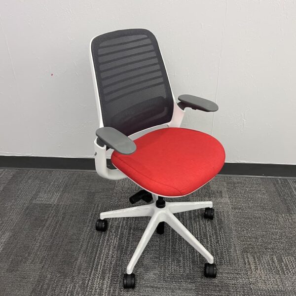 red steelcase series 1 task chair grey mesh back used office furniture