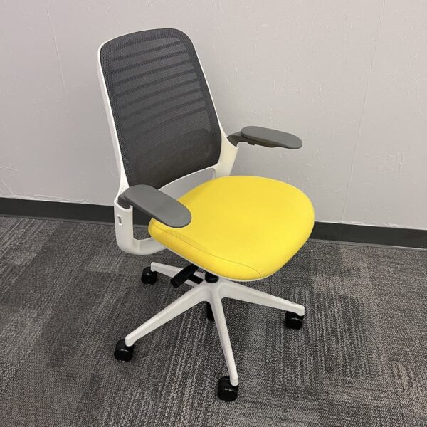 yellow steelcase series 1 task chair grey mesh back used office furniture yellow