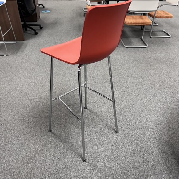 red plastic bucket seat stool with chrome legs vitra used office furniture bar height