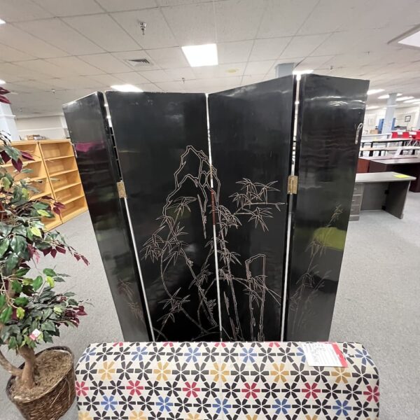 black enamel hand painted hand carved asian traditional room screen divider used home furniture