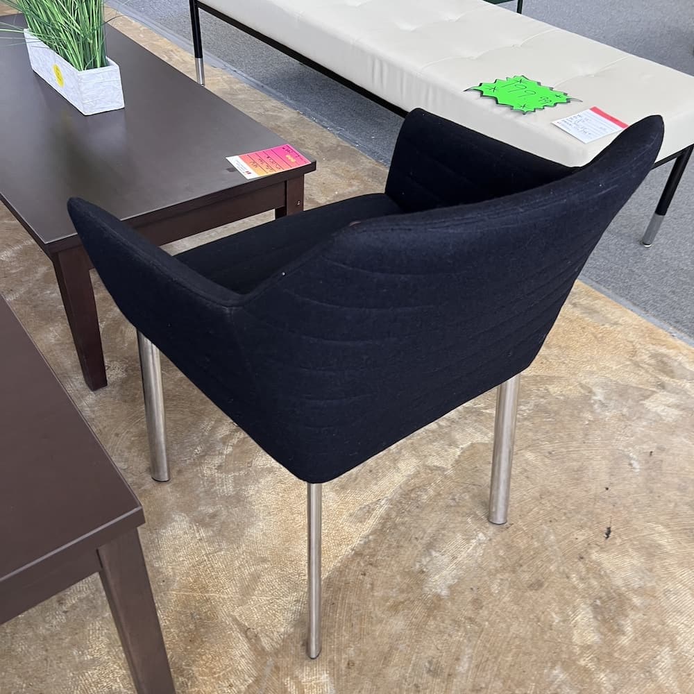 black upholstered chair set of two with chrome legs