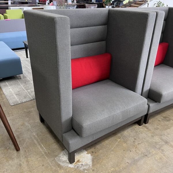 boss Arthur booth lounge chair privacy booth upholstered with red pillow used furniture reception