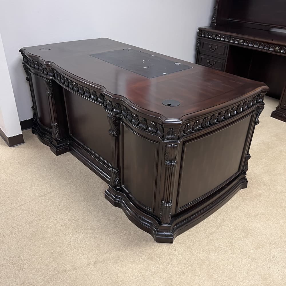 coaster espresso veneer wood desk tucker double pedestal used furniture executive traditional office