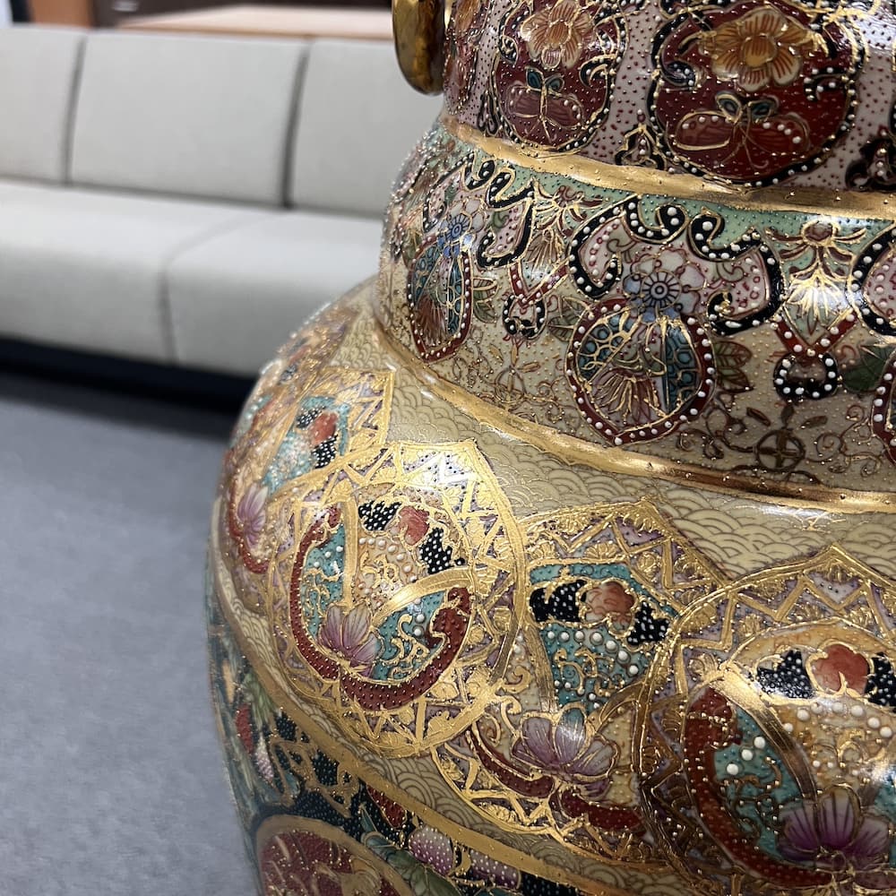 painted floor vase hand painted ceramic asian Chinese used furniture decor