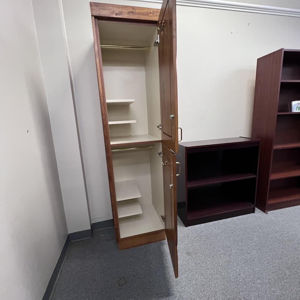 oak wood wardrobe cabinet with 2 doors, tall, wood veneer locker used home office furniture