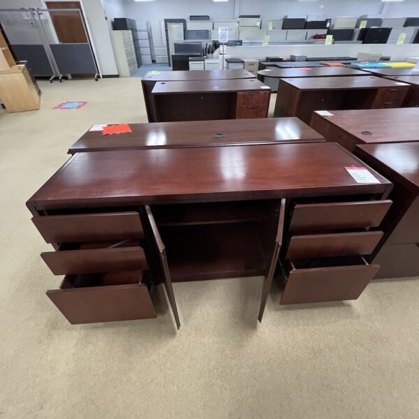 mahogany veneer wood credenza storage cabinet used office furniture