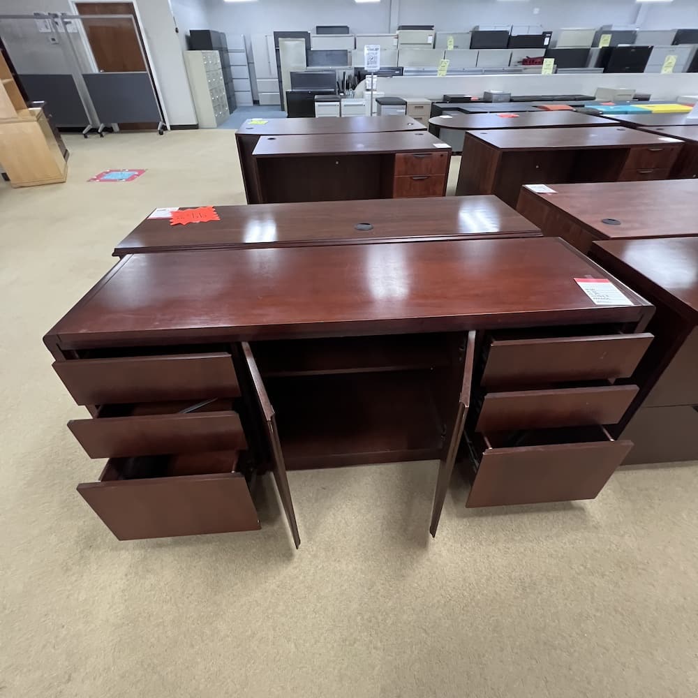 mahogany veneer wood credenza storage cabinet used office furniture