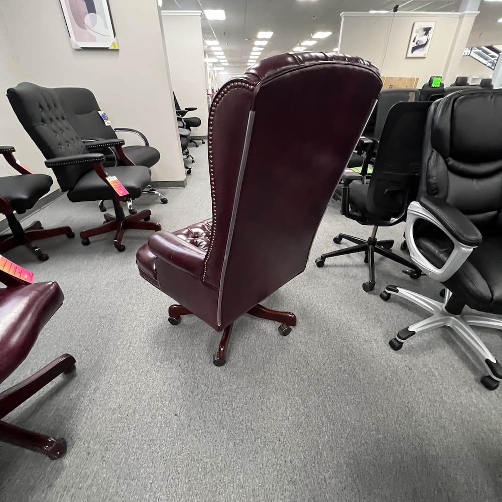 burgundy mahogany tufted high back chair executive vinyl used office furniture