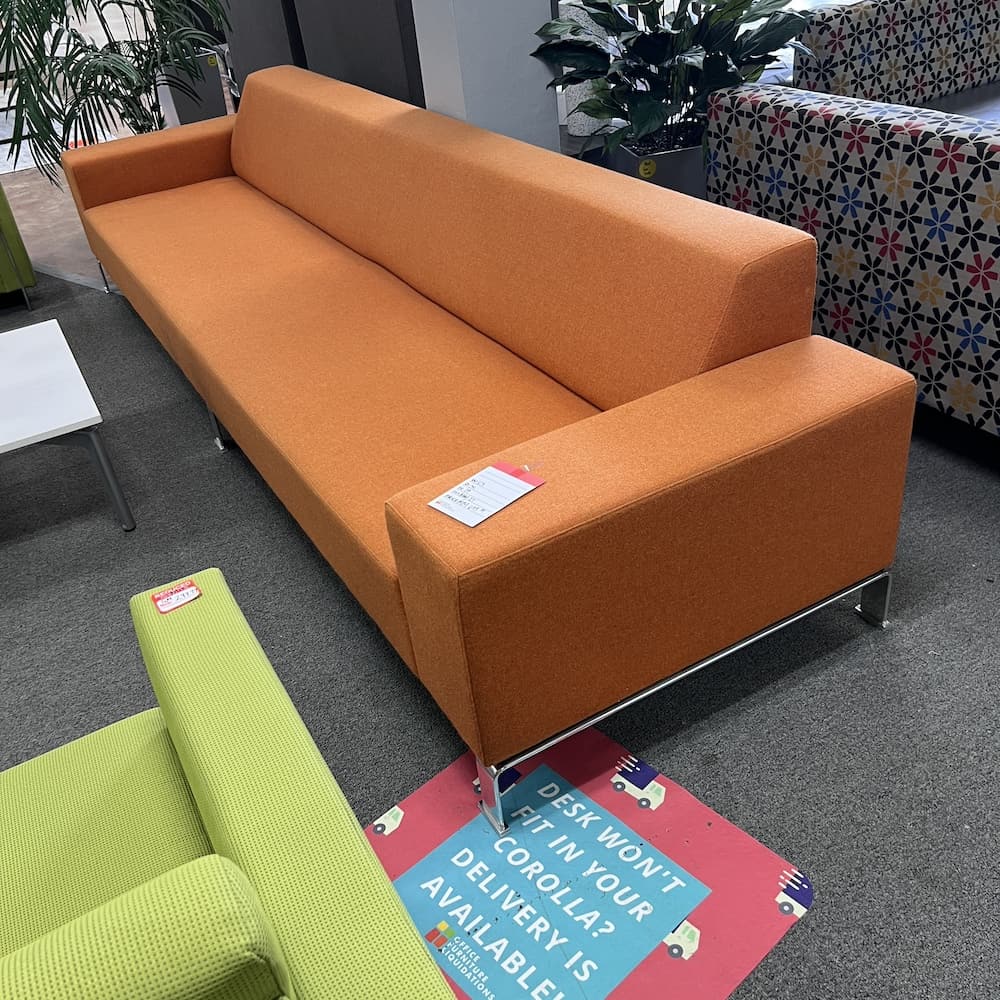orange upholstery sofa couch nienkamper used furniture