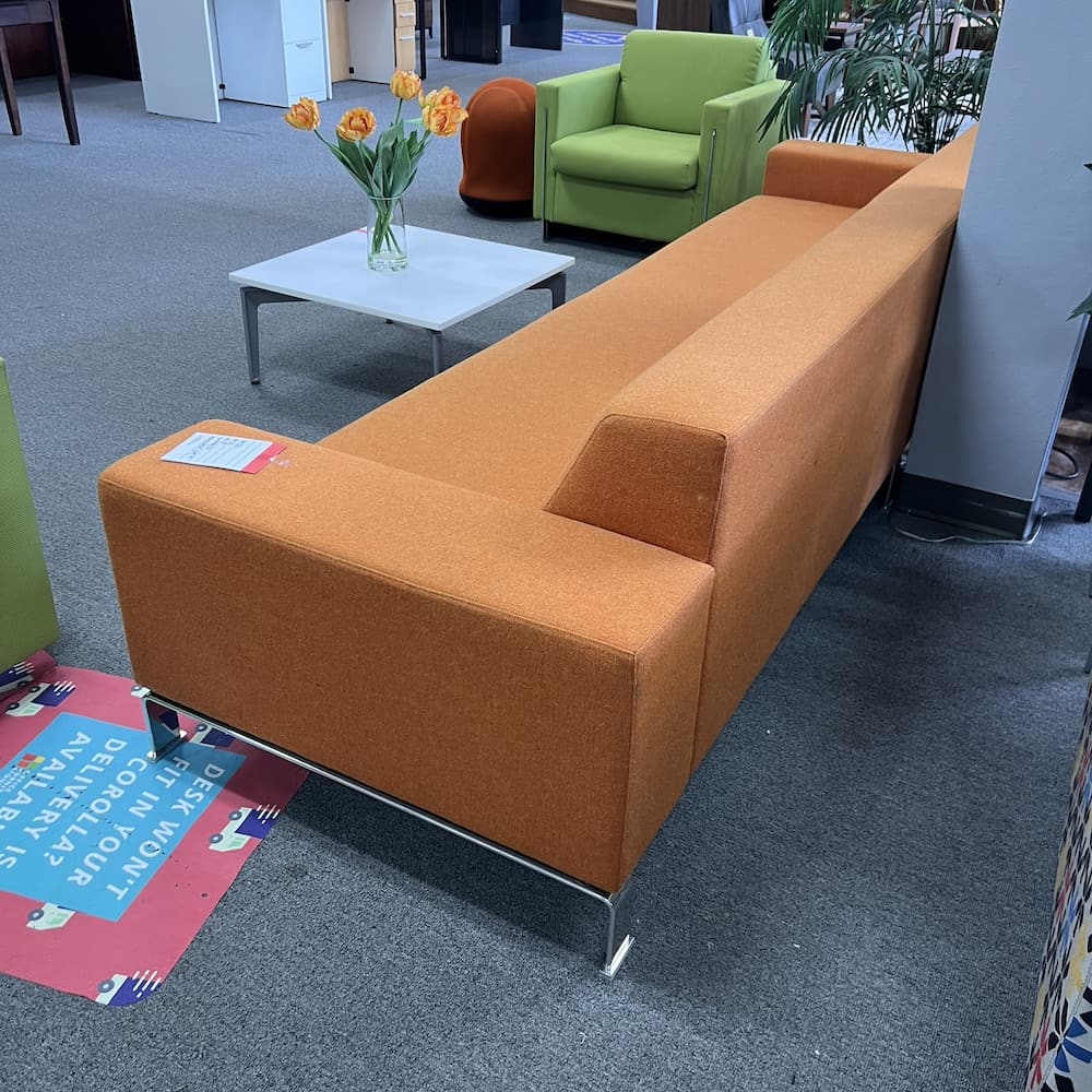 orange upholstery sofa couch nienkamper used furniture
