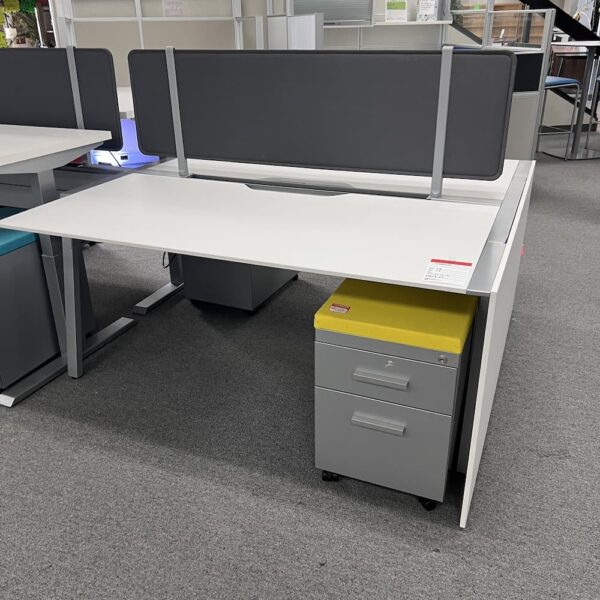 Bivi used office furniture steelcase benching system white laminate silver metal with rolling box/file pedestal
