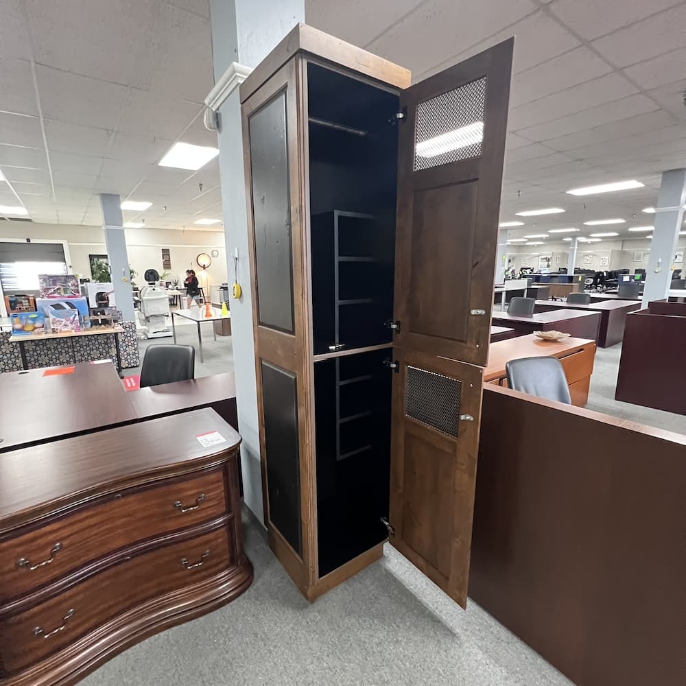 walnut and brown espresso wardrobe cabinet with 2 doors, tall, wood veneer locker used home office furniture