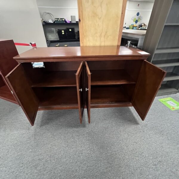 walnut veneer credenza buffet 4 doors storage cabinet national business furniture used office furniture