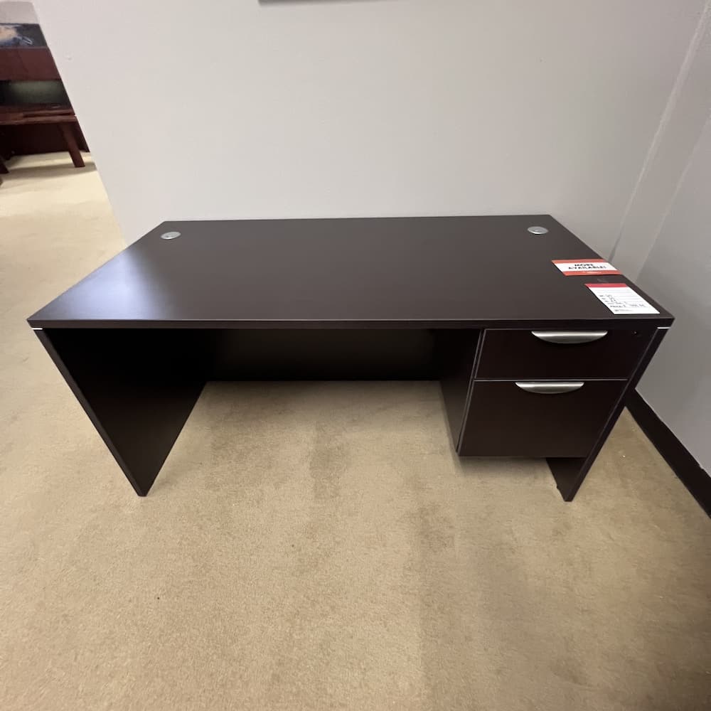 espresso laminate desk 60x30 with 1 single hanging box/file used office furniture new