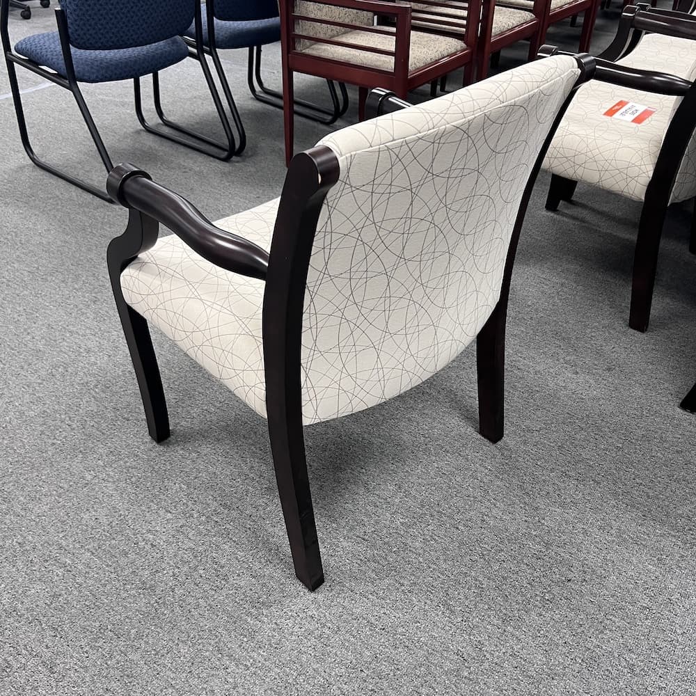 espresso veneer frame and beige upholstery guest chair jasper furniture used office reception seating