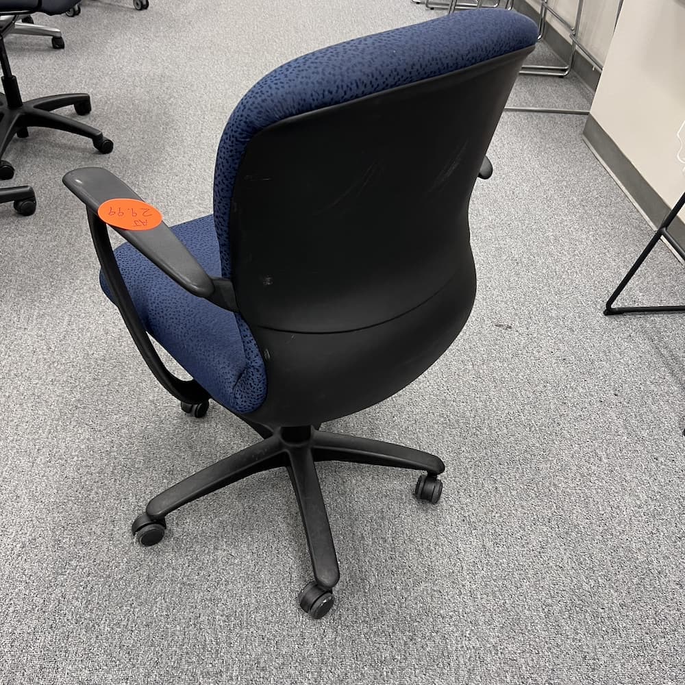 blue upholstery conference chair haworth brand used office furniture