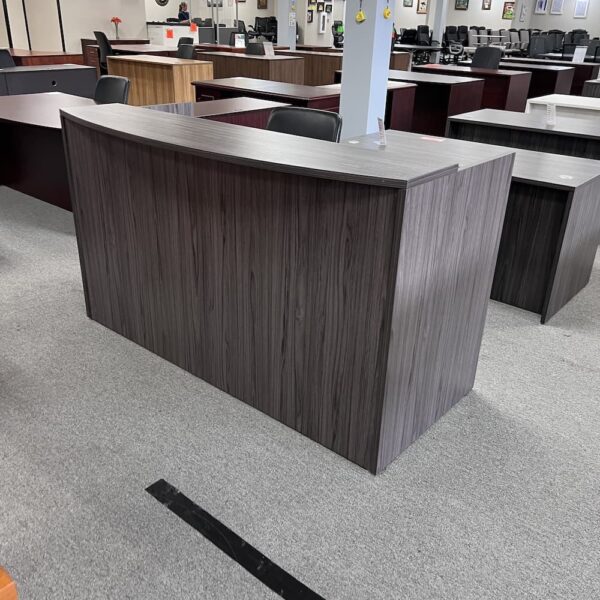 coastal grey laminate reception desk with file file used office furniture