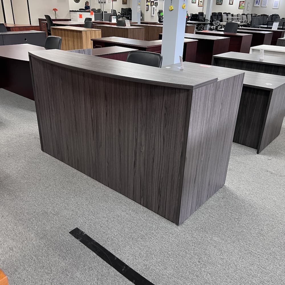 coastal grey laminate reception desk with file file used office furniture