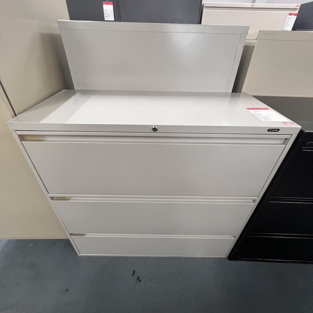 light grey metal 3 drawer lateral file global used office furniture storage