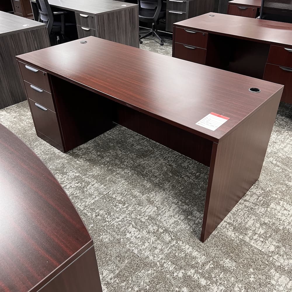 71 x 30 mahogany laminate desk box box file used office furniture