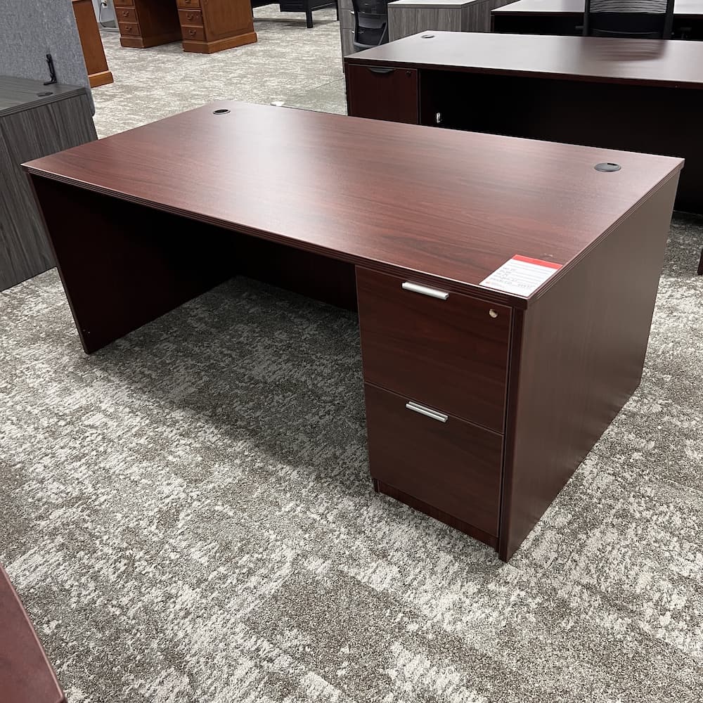 mahogany laminate fluted edge desk 72x36 with file file, used office furntiure