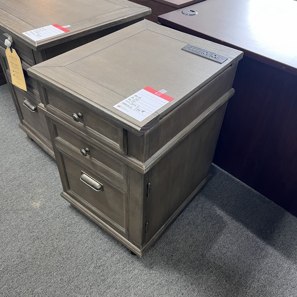 Monroe collection pedestal veneer grey used office furniture 48x24 executive