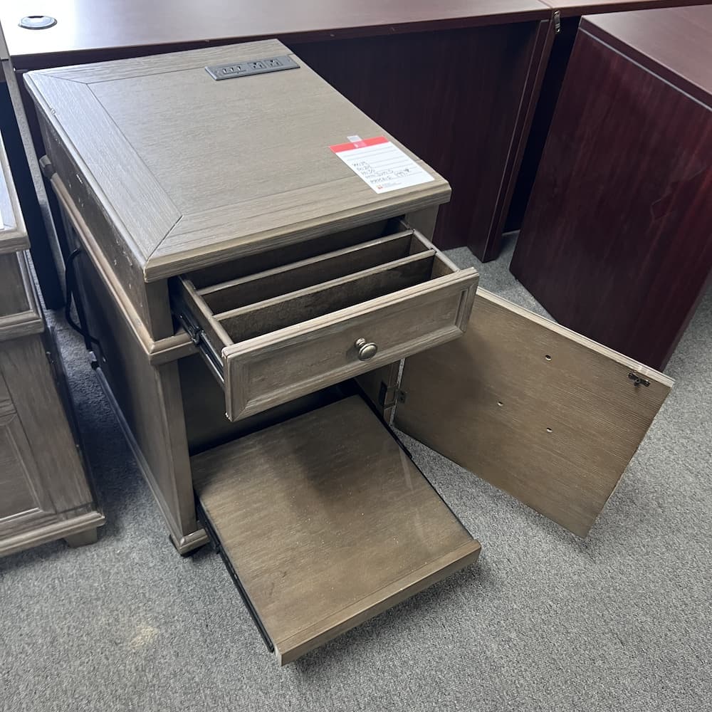 Monroe collection pedestal veneer grey used office furniture 48x24 executive