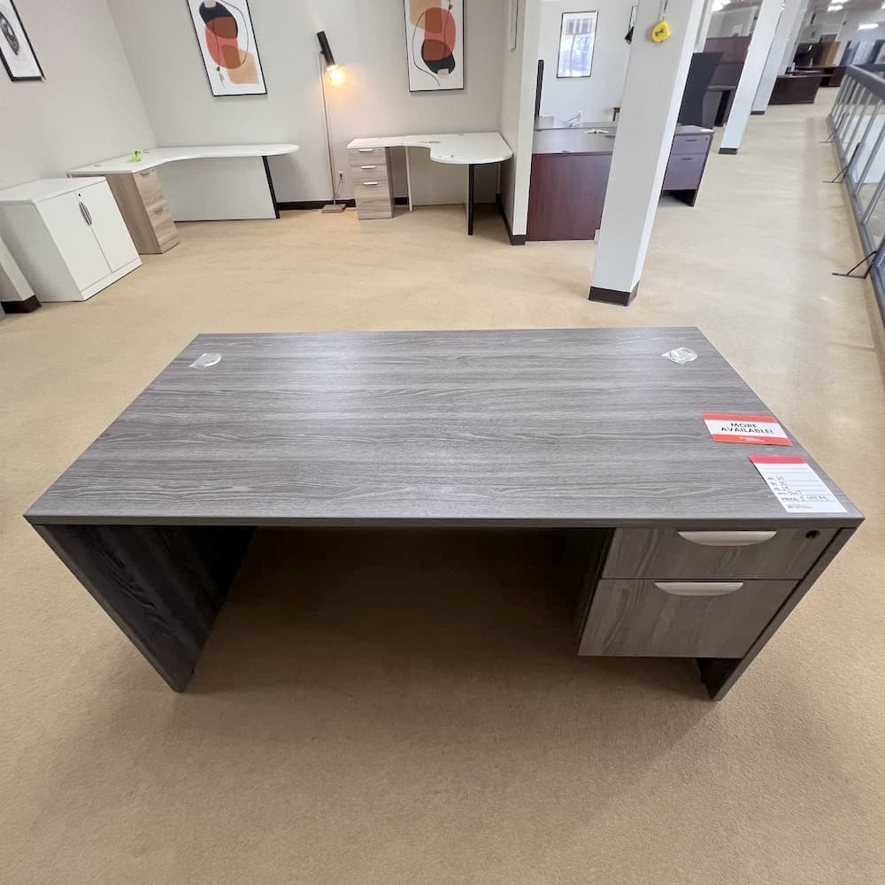 Newport grey laminate desk 60x30 with 1 single hanging box/file used office furniture new