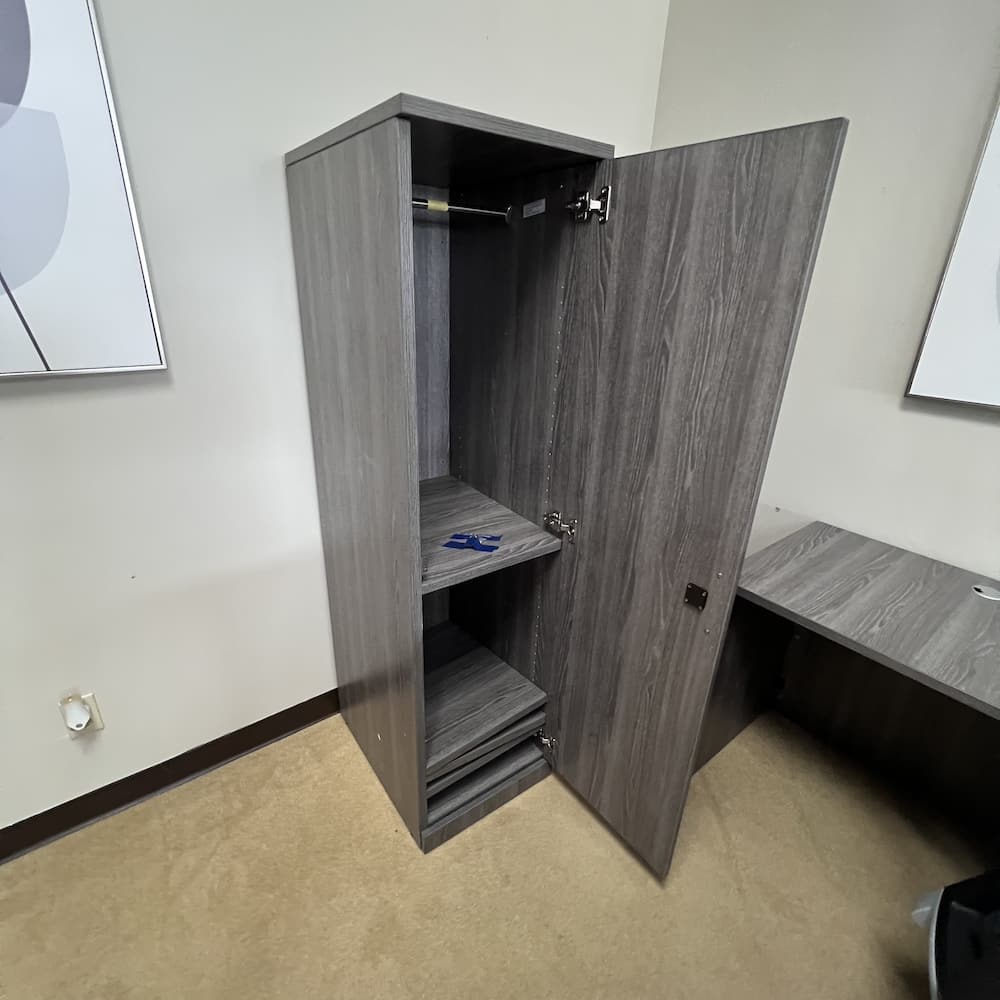 Newport grey laminate single personal wardrobe with door used open box office furniture storage solutions