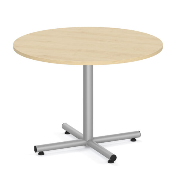 maple laminate square 42" break room cafe dining table modern with metal cross base grey silver office furniture