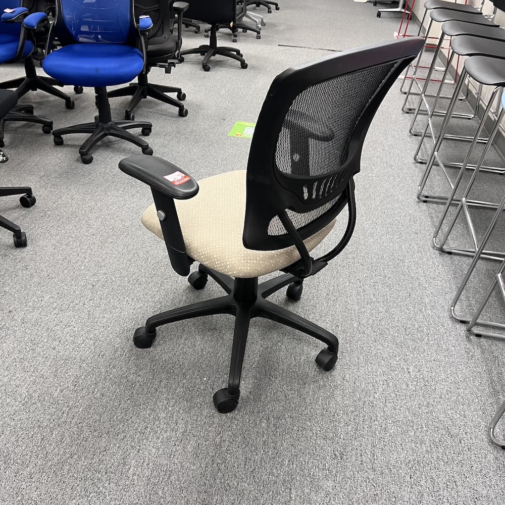 office star task chair mesh back with beige upholstery, used office furniture