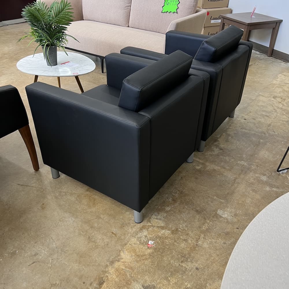 black vinyl arm chair lounge set of 2, used office furniture