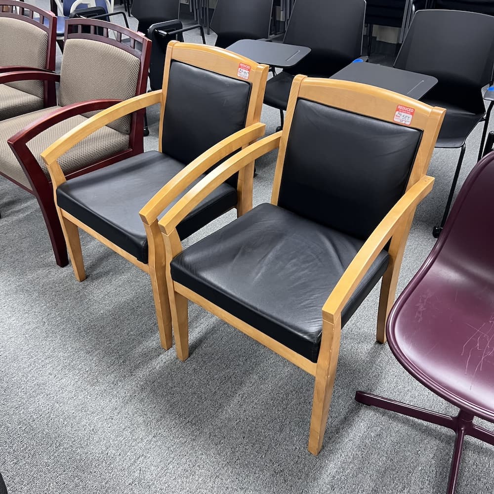 black and maple veneer guest chair used reception furniture office