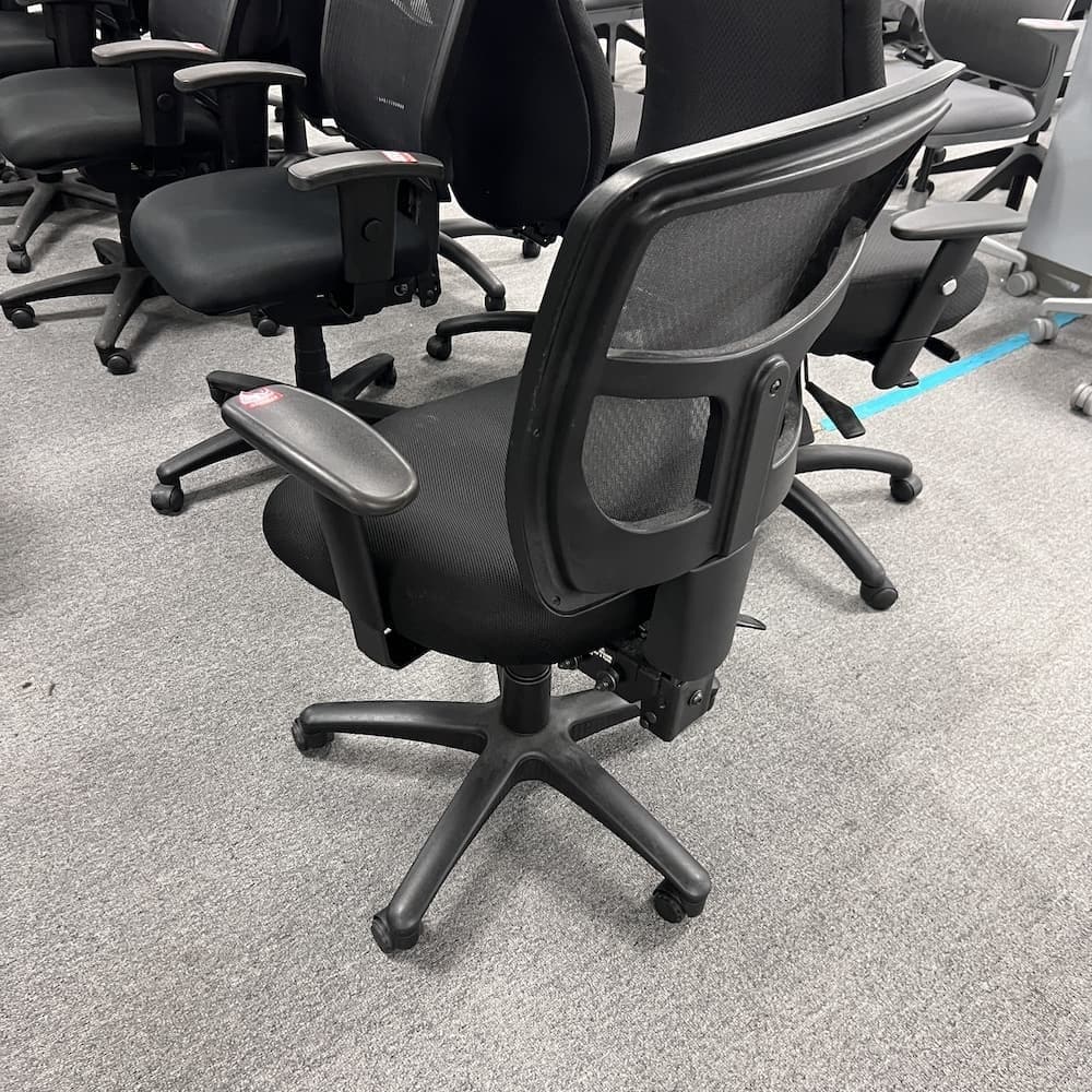 black mesh back task chair, ergonomic, mid back, used office furniture