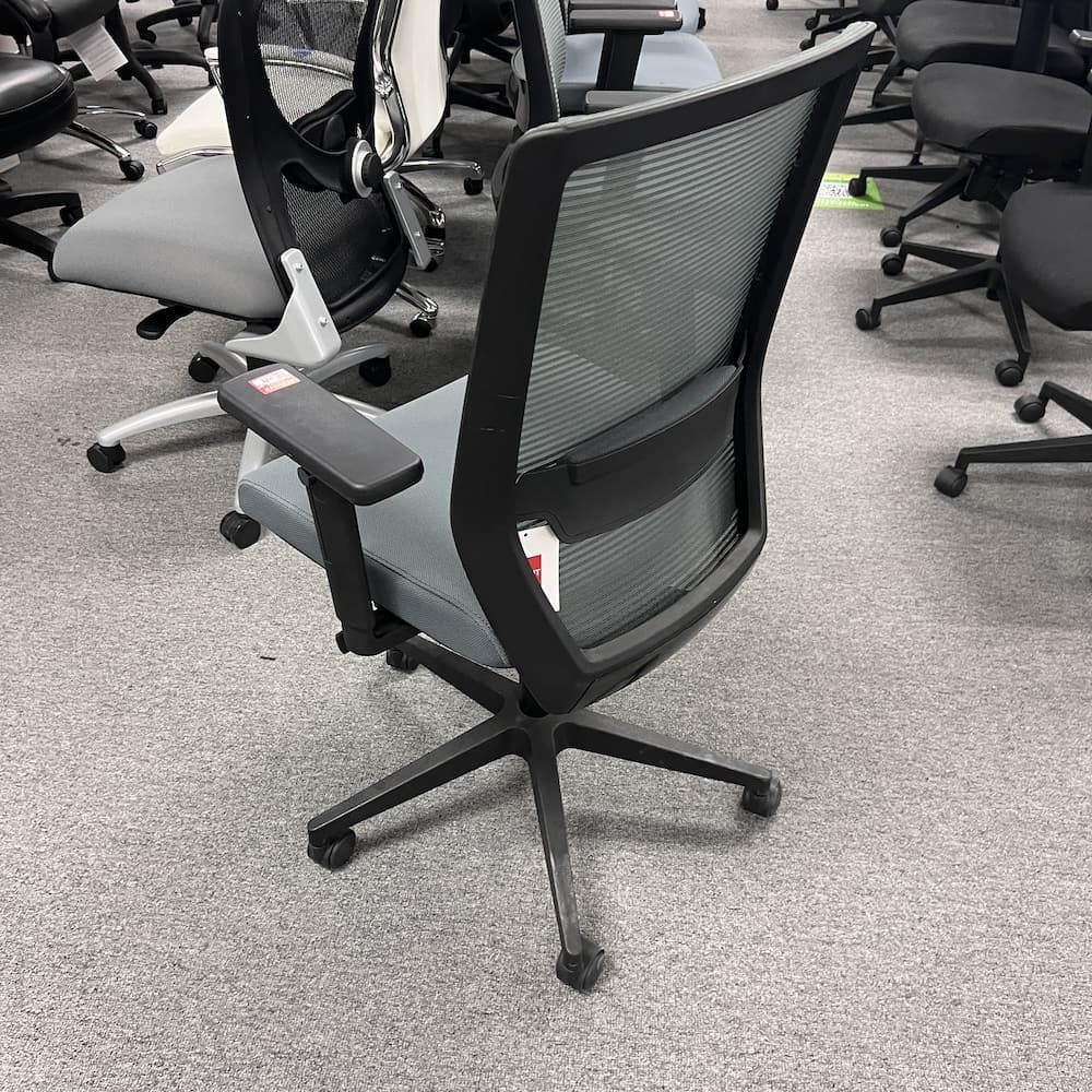 grey mesh back task chair with grey upholstered seat, friant brand, used office furniture