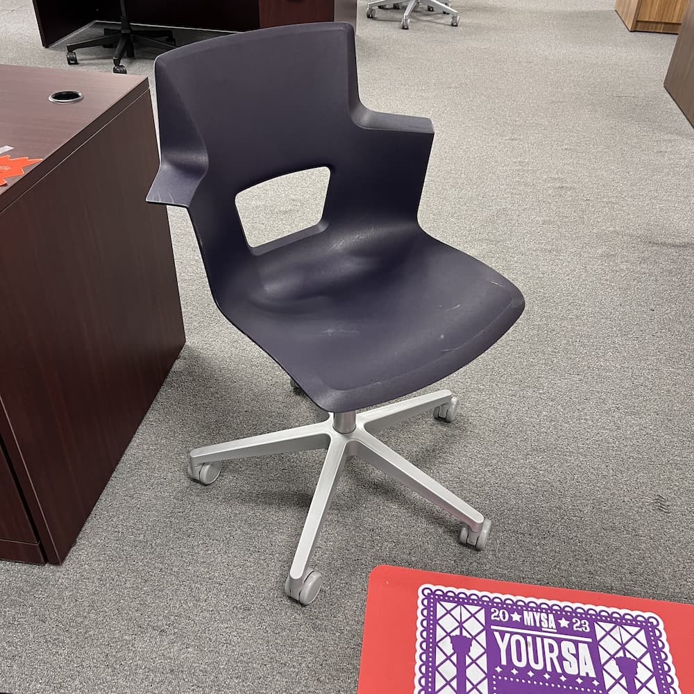 steelcase turnstone shortcut purple plastic conference chair used office furniture shortcut