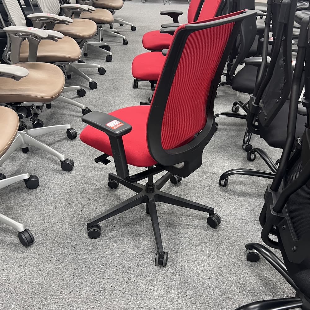 mesh back task chair, red steelcase, used office furniture