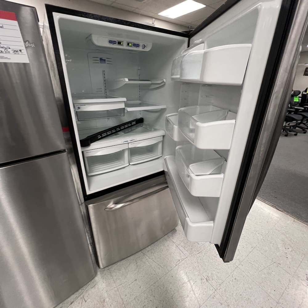 stainless steel refrigerator with freezer bottom GE used appliances, used furniture