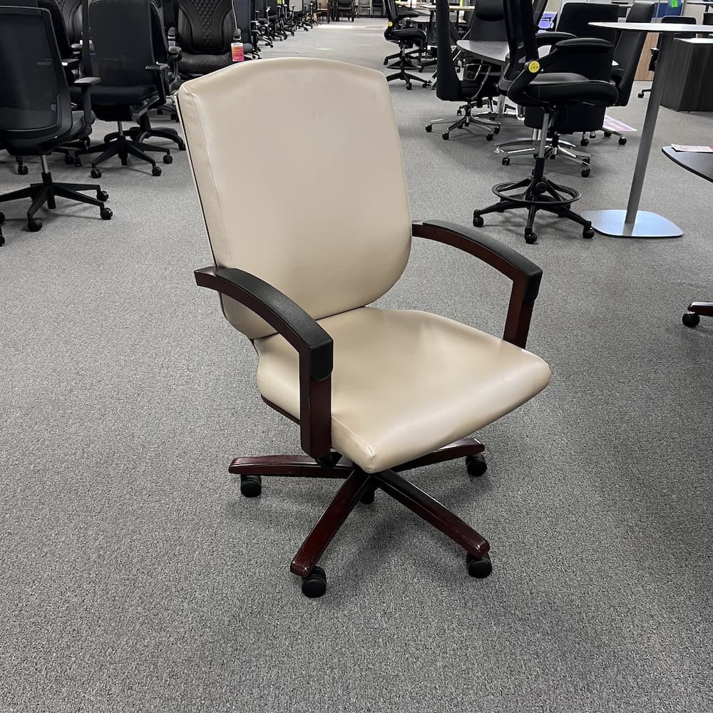 beige champagne vinyl conference chair, Kimball national brand, used office furniture