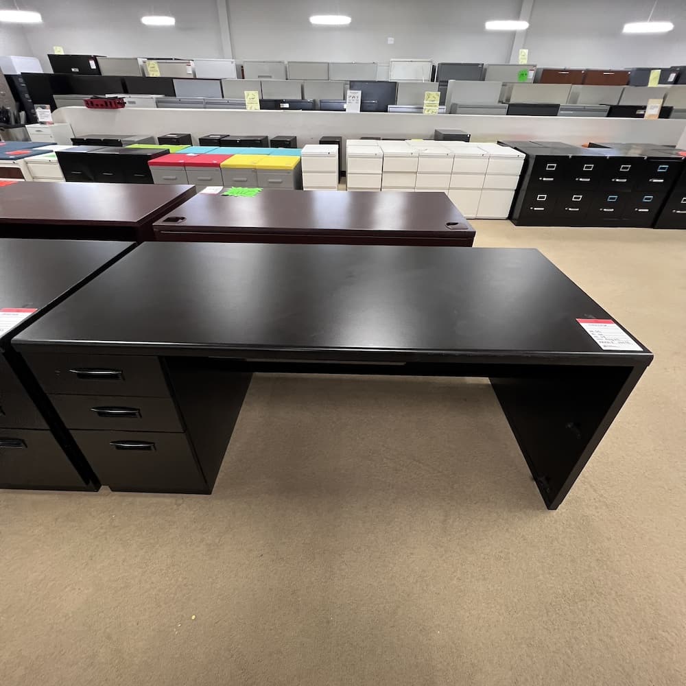 black laminate and metal desk, box box file, used office furniture, steelcase brand